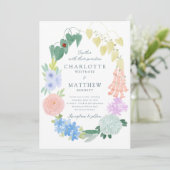 幻想的な手描きの花の結婚式招待状 招待状 (スタンド正面)