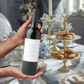 幻想的な手描きの青いイラストの結婚式 ワインラベル