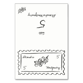 幻想的な手描きの食事選択の結婚式プレイスカード テーブルナンバー