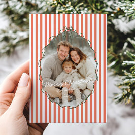 幻想的な手描きフレーム 赤いストライプのクリスマス シーズンカード