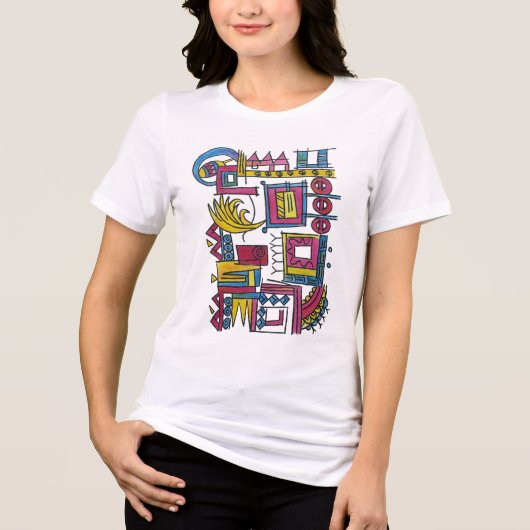 幻想的な手描き抽象芸術 トライブレンドTシャツ (正面)