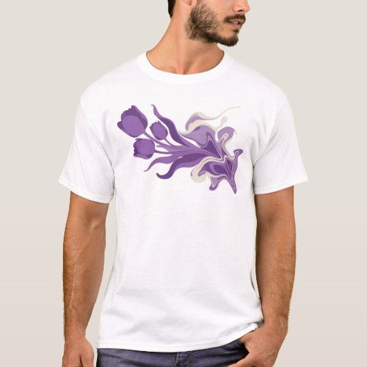 幻想的な抽象フラワー ビジュアルデザイン Tシャツ (正面)