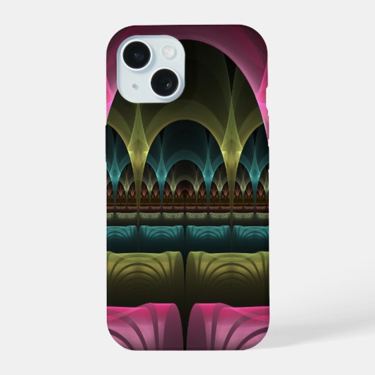 幻想的な抽象柄 フラクタルアート iPhone 15ケース (裏面)