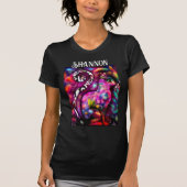 幻想的な抽象猫の花柄のオーダーメイドデザイン Tシャツ (正面)