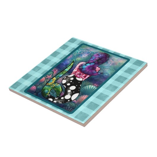 幻想的な抽象的な人魚の海洋テールシーシェル タイル (側面)