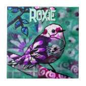 幻想的な抽象的な鳥の花のオーダーメイド タイル (正面)