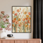 幻想的な抽象花の植物画壁アート ポスター