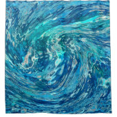 幻想的な抽象芸術波 シャワーカーテン (正面)