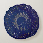 幻想的な日月と雲の瞑想 ラウンドクッション (裏面)