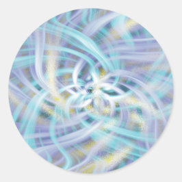 幻想的な明るい青と黄色のライトフラワー ラウンドシール