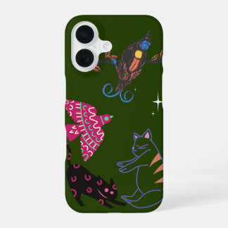 幻想的な星空の森の動物フォンケース - iPhone 16ケース
