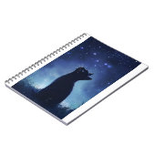 幻想的な星空の草原に黒猫 ノートブック (左側)
