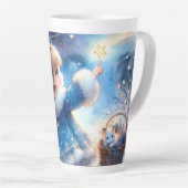 幻想的な星空観察少女の水彩画 カフェラテマグ (右アングル)