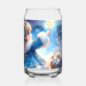 幻想的な星空観察少女の水彩画 ガラス缶 (裏面)