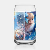 幻想的な星空観察少女の水彩画 ガラス缶 (右)