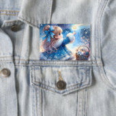 幻想的な星空観察少女の水彩画 缶バッジ (インサイチュ)