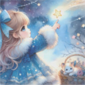 幻想的な星見少女の水彩画 シール (正面)