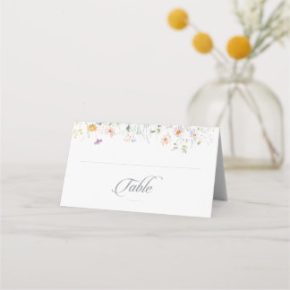 幻想的な春の庭の野の花の結婚式の折りたたみカード プレイスカード