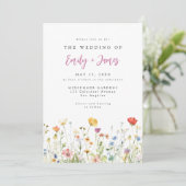 幻想的な春の野の花の結婚式 招待状 (スタンド正面)