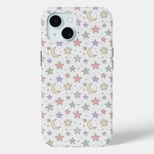 幻想的な月と星のパターン Case-Mate iPhoneケース (裏面)