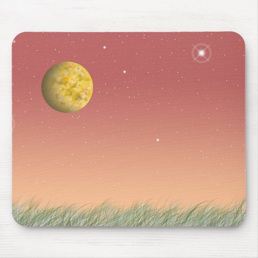 幻想的な月と静かな星空。 マウスパッド (正面)