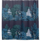 幻想的な月に照らされたガーデンズチノワズリー シャワーカーテン (正面)