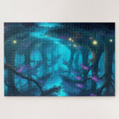 幻想的な月光の森 – 神秘的なストリ白熱［赤熱］光を放つーム ジグソーパズル (横)