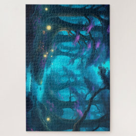 幻想的な月光の森 – 神秘的なストリ白熱［赤熱］光を放つーム ジグソーパズル