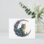 幻想的な月光の猫のアート ポストカード (スタンド正面)