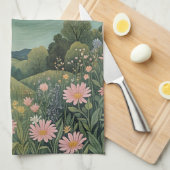 幻想的な月光の草原 キッチンタオル (四つ折り)