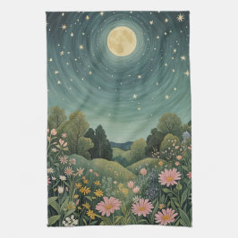 幻想的な月光の草原 キッチンタオル