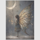 幻想的な月夜の森の妖精の水彩画 薄葉紙 (正面)