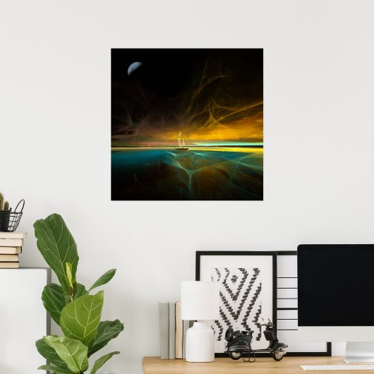 幻想的な月明かりの中を航行すること ポスター (ホームオフィス)