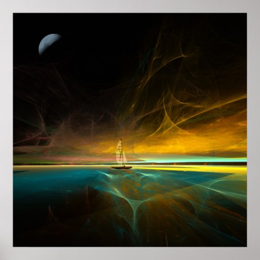 幻想的な月明かりの中を航行すること ポスター (正面)