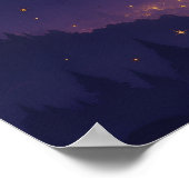 幻想的な月明かりの村の夜景 ポスター (角)