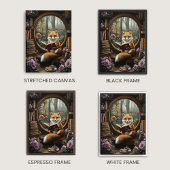 幻想的な本の隠れ家 読書するキツネ キャンバスプリント