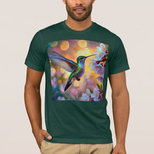幻想的な桜のハチドリ Tシャツ (正面)