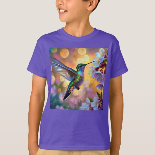 幻想的な桜のハチドリ Tシャツ (正面)