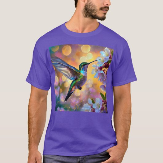 幻想的な桜のハチドリ Tシャツ (正面)