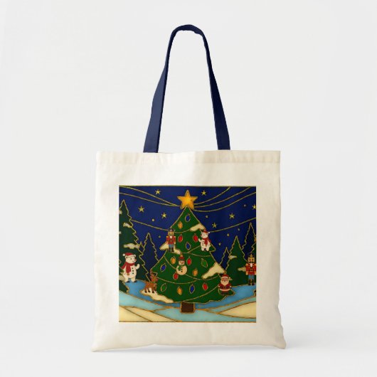幻想的な森のクリスマスクロワゾネ アート トートバッグ (正面)