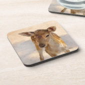 幻想的な森のシカの写真 コースター (左側)