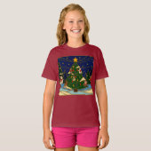 幻想的な森の七宝焼クリスマスクラシック Tシャツ (正面フル)