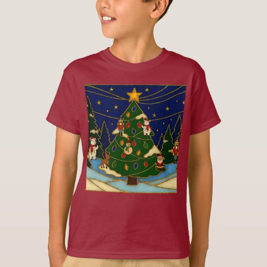 幻想的な森の七宝焼クリスマスクラシック Tシャツ (正面)