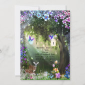 幻想的な森の動物たちのかわいいパーティー 招待状 (裏面)