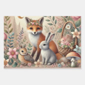 幻想的な森の動物たち フラワー  ラッピングペーパーシート (正面2)