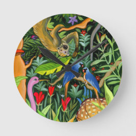 幻想的な森の動物アート ラウンド壁時計