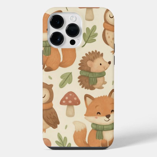 幻想的な森の動物パターン iPhoneケース (裏面)