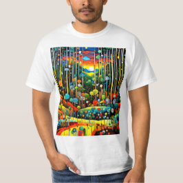 幻想的な森の夕焼け Tシャツ