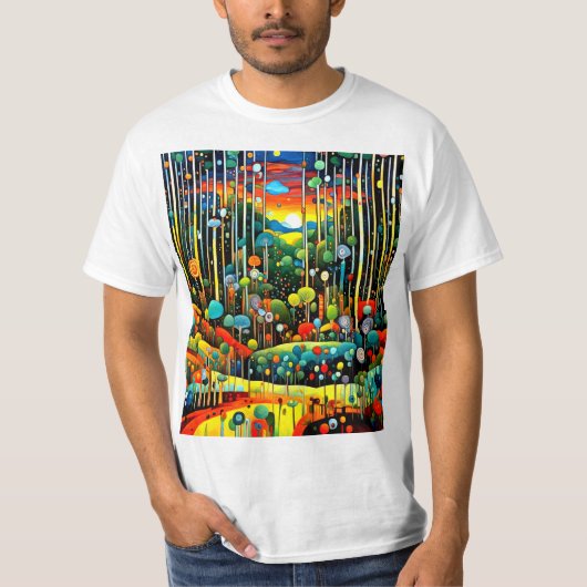 幻想的な森の夕焼け Tシャツ (正面)