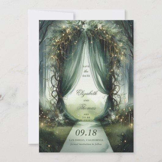 幻想的な森の夢のおとぎ話結婚の写真 セーブザデート (正面)